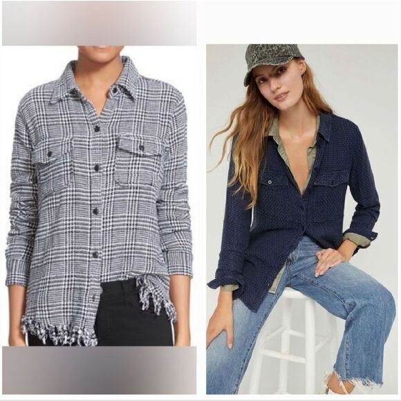 2 Anthropologie Button Down Shirts Current Elliot & Pilco Worn by Sophia Bush - Picture 1 of 16